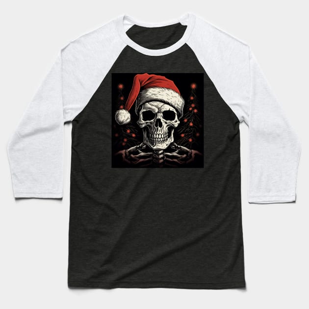 skeleton santa Baseball T-Shirt by MZeeDesigns